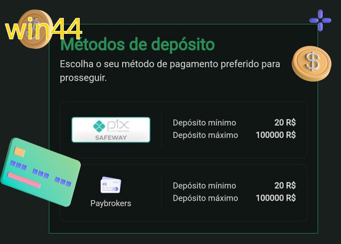 O cassino win44bet oferece uma grande variedade de métodos de pagamento